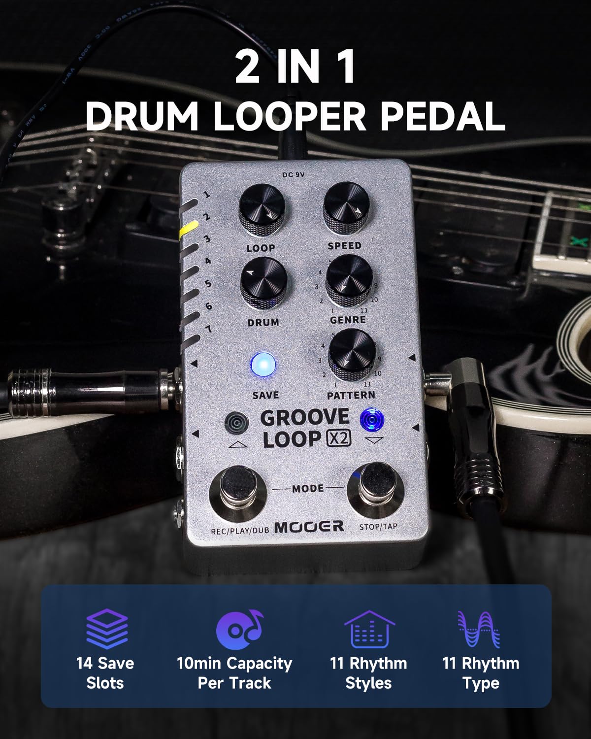 Amazon.com: MOOER Groove Looper Pedal Drum Machine Stereo